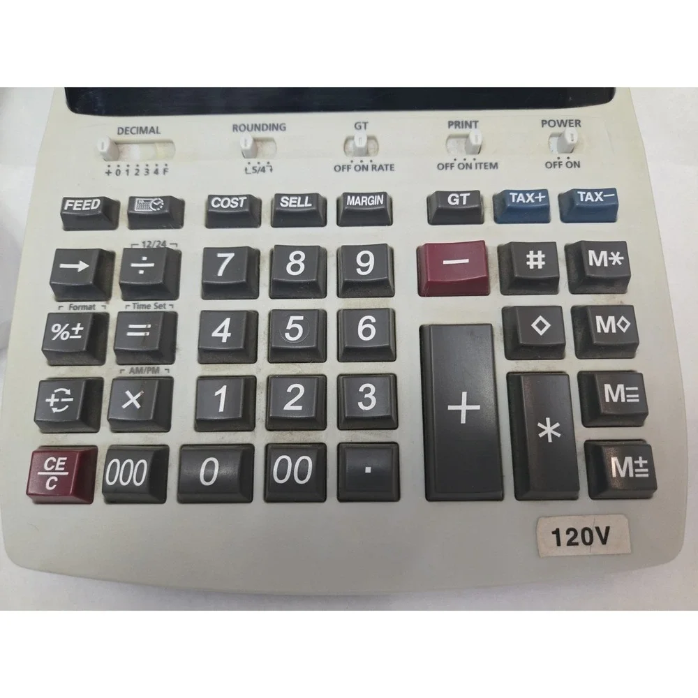 CANON P170-DH Digit Display Printing Clock Calendar Desk Calculator Tested Works